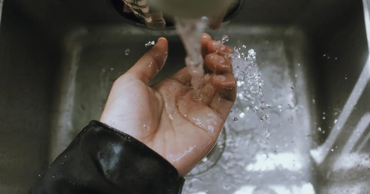 Washing a cat bite wound under running water with soap as immediate first aid