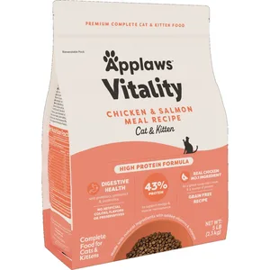 Applaws Vitality Complete & Balanced Chicken & Salmon Meal Recipe High-Protein Adult Dry Cat Food, 5-lb bag