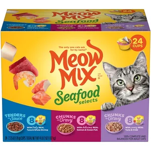 Meow Mix Seafood Selections Variety Canned Cat Food, 2.75-oz, 24 ct