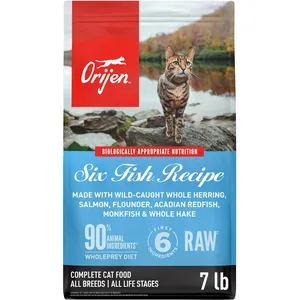 ORIJEN Six Fish Grain-Free High-Protein Premium Dry Cat Food, 7-lb bag