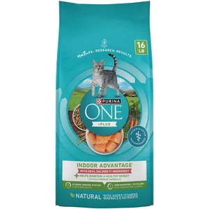Purina ONE +Plus Indoor Advantage with Real Salmon Natural Adult Dry Cat Food, 16-lb bag