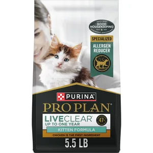 Purina Pro Plan LiveClear Kitten Chicken & Rice Formula Dry Cat Food, 5.5-lb bag