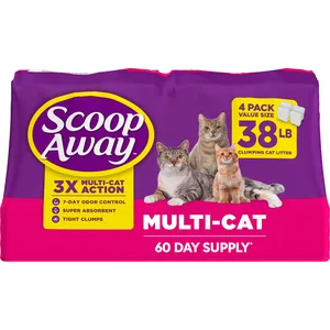 Scoop Away Meadow Fresh Scented Multi-Cat Odor Control Clumping Clay Cat Litter, 38-lb bag