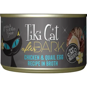 Tiki Cat After Dark Chicken & Quail Egg Recipe in Broth Grain-Free Wet Cat Food, 5.5-oz can, case of 8