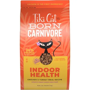 Tiki Cat Born Carnivore Indoor Health Chicken & Turkey Meal Dry Cat Food, 6-lb bag
