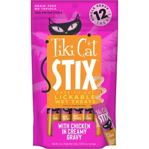 Tiki Cat Stix Chicken Grain-Free Lickable Cat Treats, 0.5-oz pouch, pack of 12