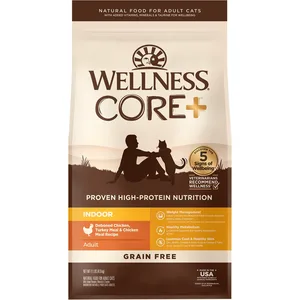 Wellness CORE+ Grain-Free Indoor Chicken, Turkey & Chicken Meal Dry Cat Food, 11-lb bag