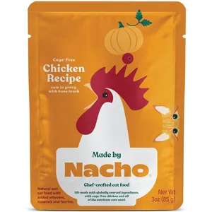 Made by Nacho Cage Free Chicken Recipe Cuts In Gravy with Bone Broth Wet Cat Food, 3-oz pouch, bundle of 24