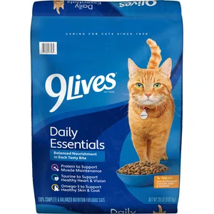 9 Lives Daily Essentials Adult Chicken Beef & Salmon Dry Cat Food, 20-lb bag