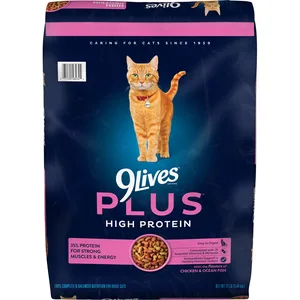 9 Lives Plus High-Protein Dry Cat Food, 12-lb bag