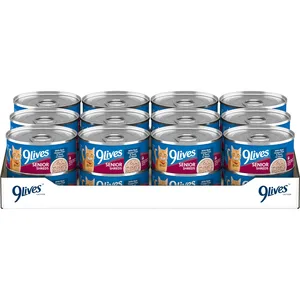 9 Lives Senior Shreds with Real Ocean Fish & Tuna in Sauce Wet Cat Food, 5.5-oz can, case of 24
