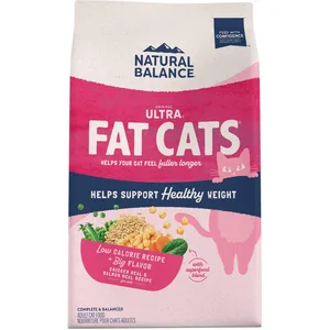 Natural Balance Original Ultra Fat Cats Low Calorie Weight Management Chicken Meal, Salmon Meal, Garbanzo Beans, Peas & Oatmeal Dry Cat Food, 15-lb bag
