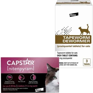 Capstar Flea Oral Treatment, 2-25 lbs + Elanco Tapeworm Cat De-Wormer