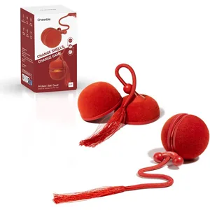 Cheerble Wicked Ball Duo2 2-in-1 Rolling & Spinning Interactive Cat Toy with Bird Chirping, Red