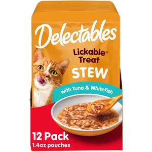 Delectables Stew Tuna & Whitefish Lickable Cat Treats, 1.4-oz pouch, bundle of 48