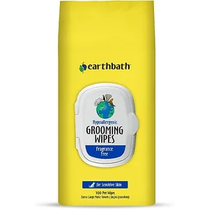 Earthbath Hypo-Allergenic Fragrance Free Cat & Dog Grooming Wipes, 100 count
