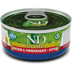 Farmina N&D Prime Chicken & Pomegranate Kitten Grain-Free Wet Cat Food, 2.46-oz can, case of 24
