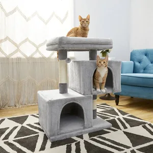 Frisco 33-in Faux Fur Cat Tree & Condo, Gray