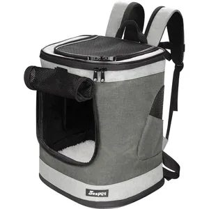 GOOPAWS Dog & Cat Carrier Backpack, Smoke Grey, 17-in