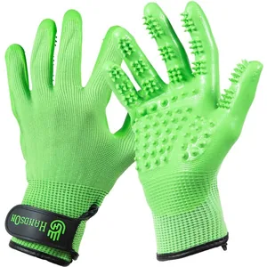 HandsOn All-In-One Pet Bathing & Grooming Gloves, Green, Junior
