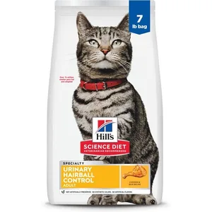 Hill's Science Diet Adult Urinary Hairball Control Dry Cat Food, 7-lb