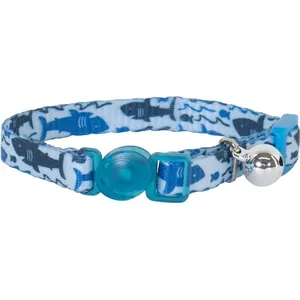 Li'l Pals Adjustable Breakaway Kitten Collar, Blue Shark