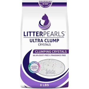 Litter Pearls Ultra Clump Unscented Clumping Micro Crystal Cat Litter with Odorbond, 8-lb bag