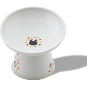Necoichi 15° Tilted Elevated Ceramic Cat Food Bowl, 2 cup, Sakura
