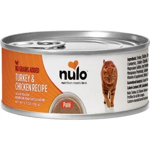 Nulo Grain-Free Turkey & Chicken Recipe Pate Wet Canned Food for Cats & Kittens, 5.5-oz can, bundle of 48