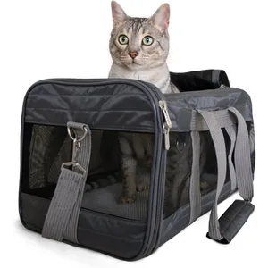 Original Deluxe Airline-Approved Dog & Cat Carrier Bag, Charcoal, Large, Sherpa