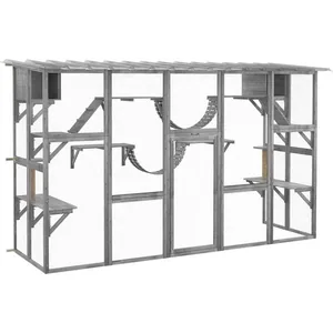 PawHut Catio Playground Cat Window Box Outdoor Cat House, Gray