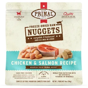 Primal Chicken & Salmon Formula Nuggets Grain-Free Raw Freeze-Dried Cat Food, 28-oz bundle