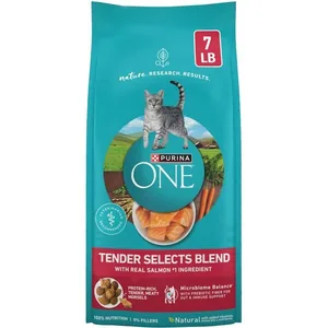 Purina ONE Tender Selects Blend with Real Salmon Natural Dry Cat Food, 7-lb bag