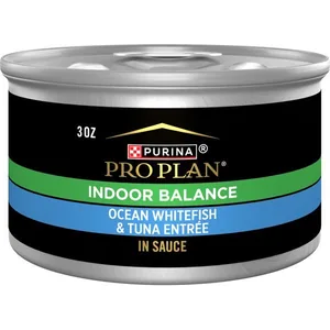 Purina Pro Plan Indoor Grilled Ocean Whitefish & Tuna Entrée Wet Cat Food, 3-oz can, case of 24