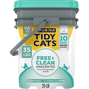 Tidy Cats Free & Clean Unscented Clumping Clay Cat Litter, 35-lb pail