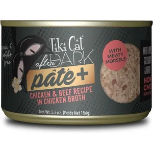 Tiki Cat After Dark Pate+ Chicken & Beef Grain-Free Wet Cat Food, 5.5-oz can, case of 8