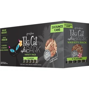 Tiki Cat After Dark Variety Pack Grain-Free Wet Cat Food, 2.8-oz can, case of 12