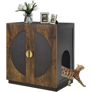 Unipaws High Type Cat Litter Box Enclosure, Rustic