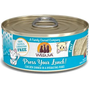 Weruva Classic Press Your Lunch! Chicken Pate Grain-Free Wet Cat Food, 5.5-oz can, case of 8