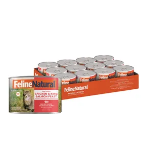 Feline Natural New Zealand Chicken & King Salmon Feast Grain-Free Pate Canned Wet Cat Food, 6-oz can, case of 12