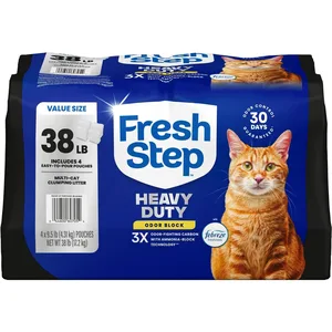 Fresh Step Heavy Duty Febreze Freshness Odor Control Multi-Cat Clumping Cat Litter, 9.5-lb bag, 4 count
