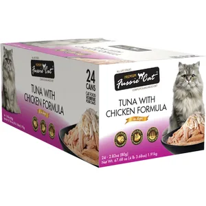 Fussie Cat Premium Tuna with Chicken in Aspic Cat Food, 2.82-oz, 24 ct