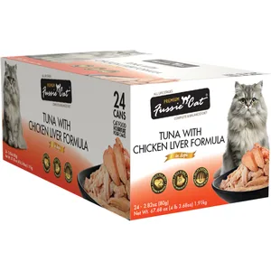 Fussie Cat Tuna with Chicken Liver Canned Cat Food, 2.8-oz, case of 24