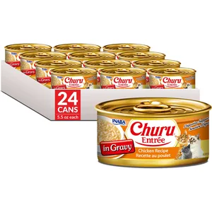 Inaba Churu Entree in Gravy Chicken Recipe Wet Cat Food, 5.5-oz can, case of 24