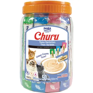 Inaba Churu Tuna Variety Creamy Puree Grain-Free Lickable Cat Treats, 0.5-oz tube, 150 count bundle