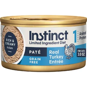Instinct Limited Ingredient Diet Real Turkey Recipe Grain-Free Pate Wet Cat Food, 3-oz can, bundle of 48