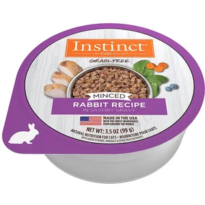Instinct Minced Real Rabbit Recipe in Savory Gravy Grain-Free Minced Wet Cat Food, 3.5-oz can, bundle of 24
