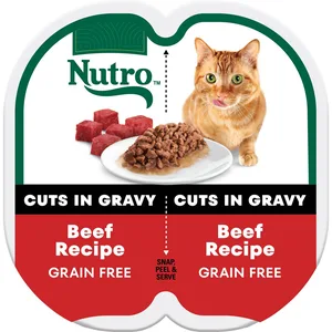 Nutro Perfect Portions Grain-Free Cuts in Gravy Beef Recipe Cat Food Trays, 2.65-oz, case of 24 twin-packs