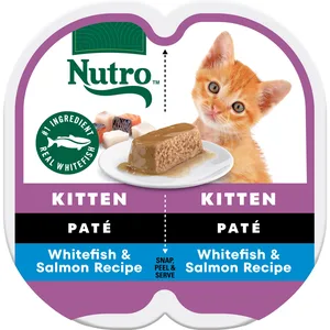 Nutro Perfect Portions Kitten Whitefish & Salmon Recipe Pate Wet Cat Food, 2.6-oz tray, case of 24 twin-packs