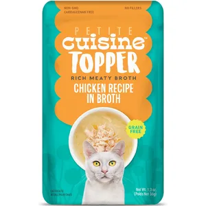 Petite Cuisine Chicken Recipe in Broth Grain-Free Wet Cat Food Topper, 1.3-oz pouch, case of 12
